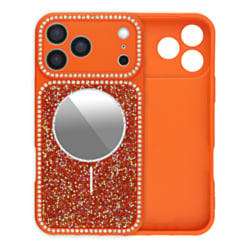 Glitter Rhinestone Mirror Case with MagSafe Ring (ORANGE) for iPhone 17 Pro Max (Only Ground Shipping)