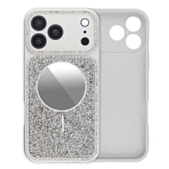 Glitter Rhinestone Mirror Case with MagSafe Ring (SILVER) for iPhone 17 Pro Max (Only Ground Shipping)