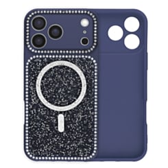 MagSafe Glitter Diamond Shimmer Case with Rhinestone Camera Lens (BLUE) for iPhone 17 Pro Max (Only Ground Shipping)
