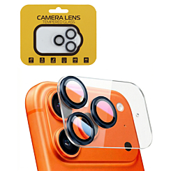 Clear Back Camera Tempered Glass with Metal Ring for 17 Pro (DEEP BLUE)