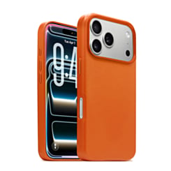 New Leather Case with Wireless Charger with IC Chip (ORANGE) for iPhone 17 Pro Max (Only Ground Shipping)