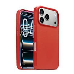 New Leather Case with Wireless Charger with IC Chip (RED) for iPhone 17 Pro Max (Only Ground Shipping)