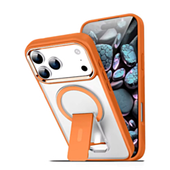 Clear Magnetic Case with Built-in Kickstand - ORANGE  for iPhone 17 Pro (Only Ground Shipping)