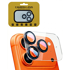 Clear Back Camera Tempered Glass with Metal Ring for 17 Pro Max (DEEP BLUE)