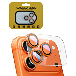 Clear Back Camera Tempered Glass with Metal Ring for 17 Pro Max (COSMIC ORANGE)