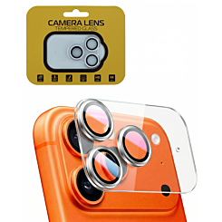 Clear Back Camera Tempered Glass with Metal Ring for 17 Pro Max (SILVER)