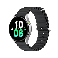 Ocean Band Silicone Sport Strap Band with Double Metal Rings for Galaxy Watch (20mm) (BLACK) (Only Ground Shipping)