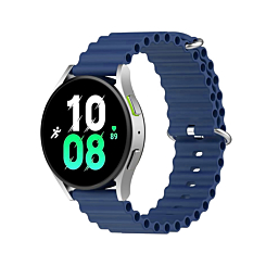 Ocean Band Silicone Sport Strap Band with Double Metal Rings for Galaxy Watch (20mm) (NAVY BLUE) (Only Ground Shipping)