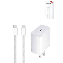 Order the 27W USB C to C charging cable with 20W USB C power adapter for iPhone 15 series, 6 feet long.