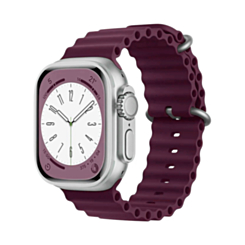 Silicone Ocean Strap with Metal Buckle (BURGUNDY) for iWatch (38 / 40 / 41mm) (Only Ground Shipping)