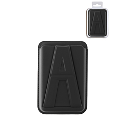 A Design Leather Magnetic Card Wallet Holder with Stand - BLACK (Only Ground Shipping)