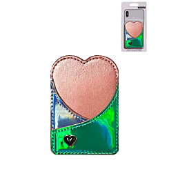 Universal Back Phone Heart Design Leather Card Slot (GREEN) (Only Ground Shipping)