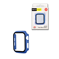 Hard PC Bumper Case w/ Tempered Glass for iWatch 40mm (NAVY BLUE) (Only Ground Shipping)
