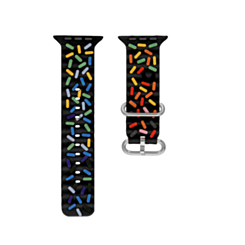 Rainbow Sprinkle Silicone Band (BLACK) for iWatch (42 / 44 / 45 / 49mm) (Only Ground Shipping)