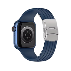 Striped Silicone Sport Band (NAVY BLUE) for iWatch (42/44/45/49mm) (Only Ground Shipping)