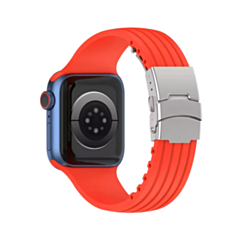 Striped Silicone Sport Band (RED) for iWatch (42/44/45/49mm) (Only Ground Shipping)