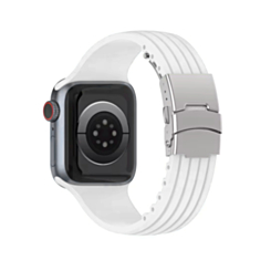 Striped Silicone Sport Band (WHITE) for iWatch (42/44/45/49mm) (Only Ground Shipping)