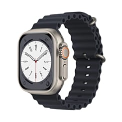 Silicone Ocean Strap with Metal Buckle (BLACK) for iWatch (42 / 44 / 45 / 49mm) (Only Ground Shipping)
