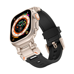 Sport Silicone Band with Metal Connector (BLACK) for iWatch (42 / 44 / 45 / 49mm) (Only Ground Shipping)