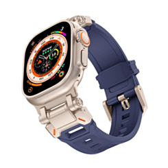 Sport Silicone Band with Metal Connector (BLUE) for iWatch (42 / 44 / 45 / 49mm) (Only Ground Shipping)