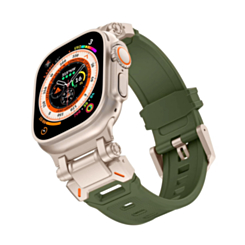 Sport Silicone Band with Metal Connector (ARMY GREEN) for iWatch (42 / 44 / 45 / 49mm) (Only Ground Shipping)