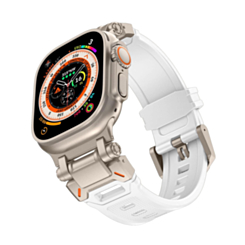 Sport Silicone Band with Metal Connector (WHITE) for iWatch (42 / 44 / 45 / 49mm) (Only Ground Shipping)
