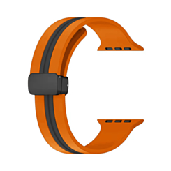 MagStripe Dual Color Magnetic Silicone Band (ORANGE & BLACK) for iWatch (42 / 44 / 45 / 49mm) (Only Ground Shipping)