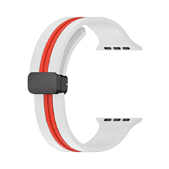 MagStripe Dual Color Magnetic Silicone Band (WHITE & RED) for iWatch (42 / 44 / 45 / 49mm) (Only Ground Shipping)