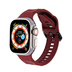 Silicone Wave Sport Strap (BURGUNDY) for iWatch (42 / 44 / 45 / 49mm) (Only Ground Shipping)