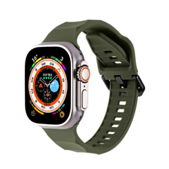 Silicone Wave Sport Strap (OLIVER GREEN) for iWatch (42 / 44 / 45 / 49mm) (Only Ground Shipping)