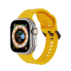 Silicone Wave Sport Strap (YELLOW) for iWatch (42 / 44 / 45 / 49mm) (Only Ground Shipping)
