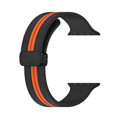 MagStripe Dual Color Magnetic Silicone Band (BLACK & ORANGE) for iWatch (42 / 44 / 45 / 49mm) (Only Ground Shipping)
