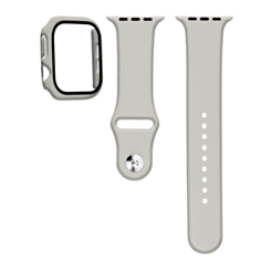 Silicone Soft Band with Tempered Glass (LIGHT GRAY) for iWatch 42mm (2024) (Only Ground Shipping)