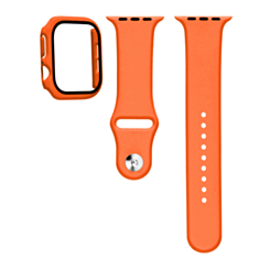 Silicone Soft Band with Tempered Glass (ORANGE) for iWatch 42mm (2024) (Only Ground Shipping)