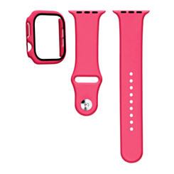 Silicone Soft Band with Tempered Glass (ROSE PINK) for iWatch 42mm (2024) (Only Ground Shipping)