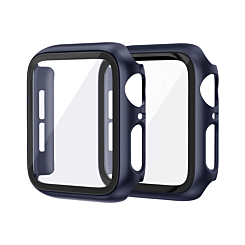 iWatch 42mm (2024) Hard PC Bumper Case with Tempered Glass - NAVY BLUE (Only Ground Shipping)