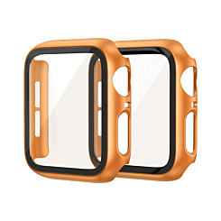 iWatch 42mm (2024) Hard PC Bumper Case with Tempered Glass - ORANGE (Only Ground Shipping)