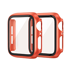 iWatch 42mm (2024) Hard PC Bumper Case with Tempered Glass - RED (Only Ground Shipping)