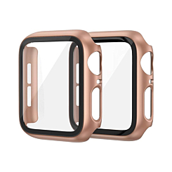 iWatch 42mm (2024) Hard PC Bumper Case with Tempered Glass - ROSE GOLD (Only Ground Shipping)