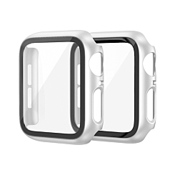 iWatch 42mm (2024) Hard PC Bumper Case with Tempered Glass - SILVER (Only Ground Shipping)