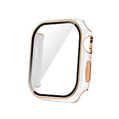 iWatch 42mm (2024) Shinny Hard PC Bumper Case - WHITE & ROSE GOLD (Only Ground Shipping)