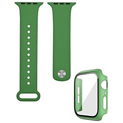 iWatch 45mm Silicone Soft Band & Bumper Case with Tempered Glass - LIGHT GREEN (Only Ground Shipping)