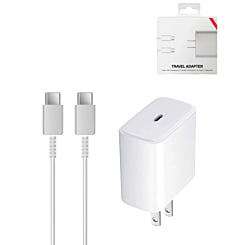 Super Fast USB-C Wall Adapter /w USB C-C Charging Cable (3ft) (45W) (WHITE) (Only Ground Shipping)