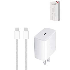 Stock up on the 100W USB-C to USB-C Fast Charging Cable with a 45W USB-C Power Adapter for iPhone 16/15 and iPad Series (6ft).