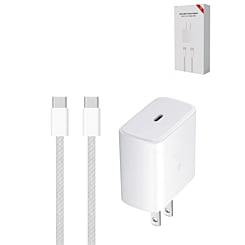 Buy the 100W USB-C to USB-C Fast Charging Cable with a 45W USB-C Power Adapter for iPhone 16/15 and iPad Series (9ft).
