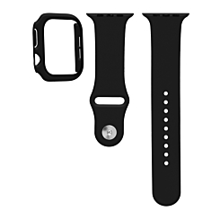 Silicone Soft Band with Tempered Glass - BLACK for iWatch 46mm (Only Ground Shipping)