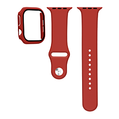 Silicone Soft Band with Tempered Glass - RED for iWatch 46mm (Only Ground Shipping)