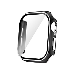 iWatch 46mm (2024) Shinny Hard PC Bumper Case - BLACK & SILVER (Only Ground Shipping)