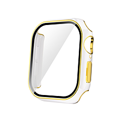 iWatch 46mm (2024) Shinny Hard PC Bumper Case - WHITE & GOLD (Only Ground Shipping)