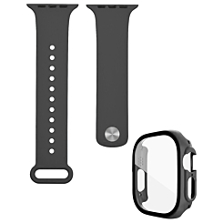 iWatch 49mm Silicone Soft Band & Bumper Case with Tempered Glass - DARK GREEN (Only Ground Shipping)